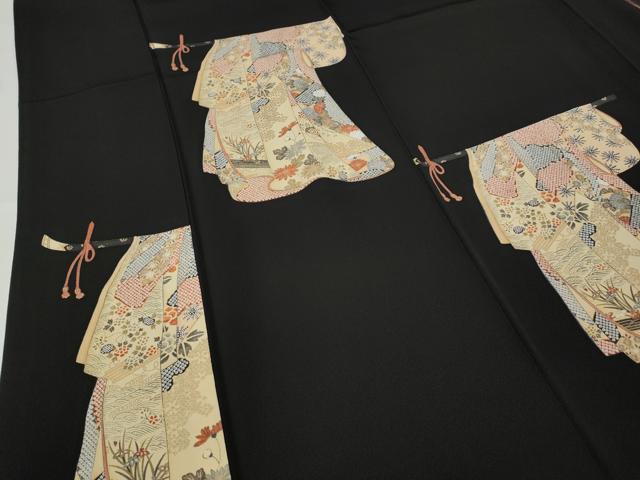 平和屋着物●創業460年・千總　訪問着　誰が袖花文　黒地　金彩　正絹　逸品　CABB6096ut