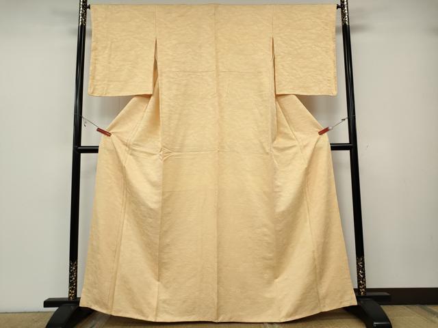 平和屋着物●上質な色無地　立波舞花地紋　雄黄色　正絹　逸品　CABB6100ut