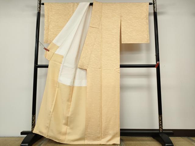 平和屋着物●上質な色無地　立波舞花地紋　雄黄色　正絹　逸品　CABB6100ut