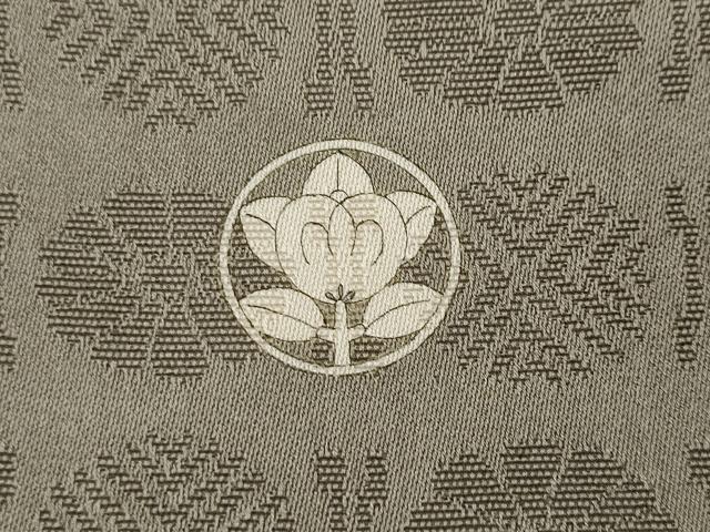 平和屋着物●上質なお召　吉祥花地紋　胡桃染色　正絹　逸品　CABB6101ut
