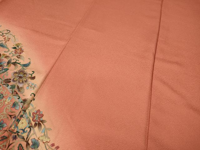 平和屋着物○訪問着 更紗花唐草文 暈し染め 金彩 正絹 逸品