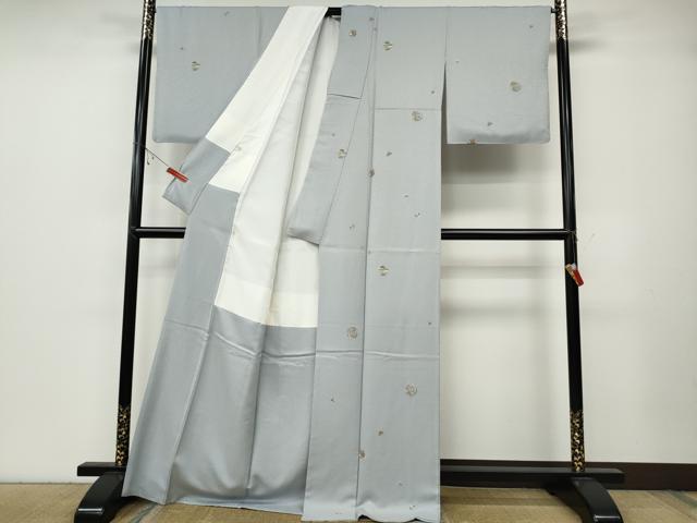 平和屋着物●上質な小紋　総刺繍　草花丸文　金糸　ロング丈　正絹　逸品　CABB6108ut 平和屋着物○上質な小紋 総刺繍 草花丸文 金糸 ロング丈 正絹 逸品