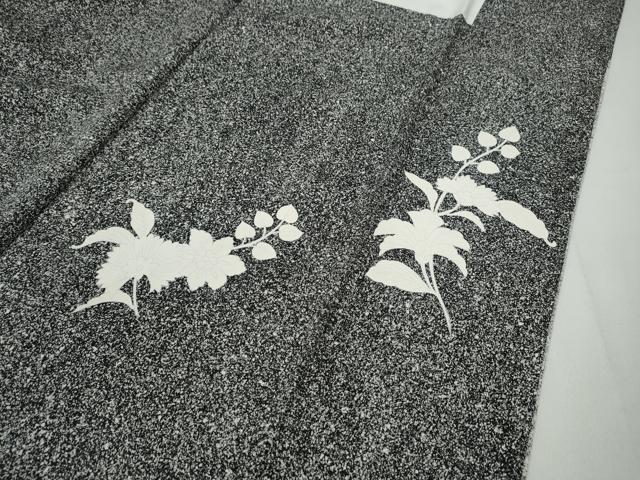 B 単衣 たたき染め 竹林模様 縮緬 白黒 モノクロ 正絹 訪問着 着物 B 単衣 たたき染め 竹林模様 縮緬 白黒 モノクロ 正絹 訪問着 着物 B 単