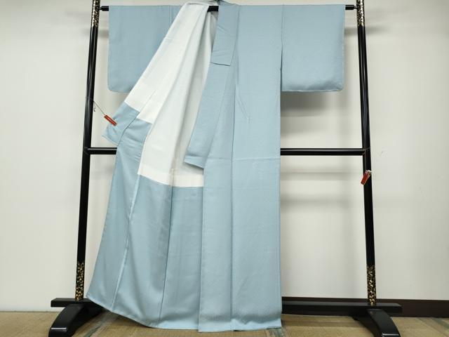 平和屋着物●上質な色無地　舞花地紋　水色　正絹　逸品　未使用　CABB6110ut
