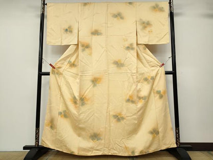 平和屋着物▼上質な小紋　地紋起こし　枝花文　暈し染め　正絹　逸品　CABB6112ut