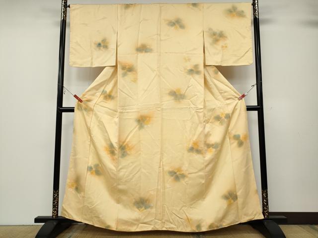 平和屋着物▼上質な小紋　地紋起こし　枝花文　暈し染め　正絹　逸品　CABB6112ut