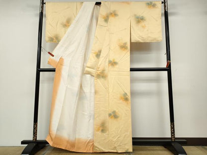 平和屋着物▼上質な小紋　地紋起こし　枝花文　暈し染め　正絹　逸品　CABB6112ut