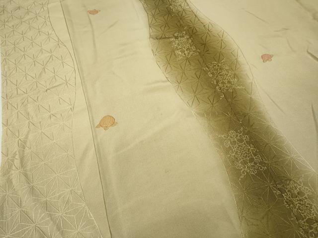 平和屋着物▼中国三大刺繍　スワトウ刺繍　総刺繍　小紋　立涌舞花文　暈し染め　正絹　逸品　CABB6126ut