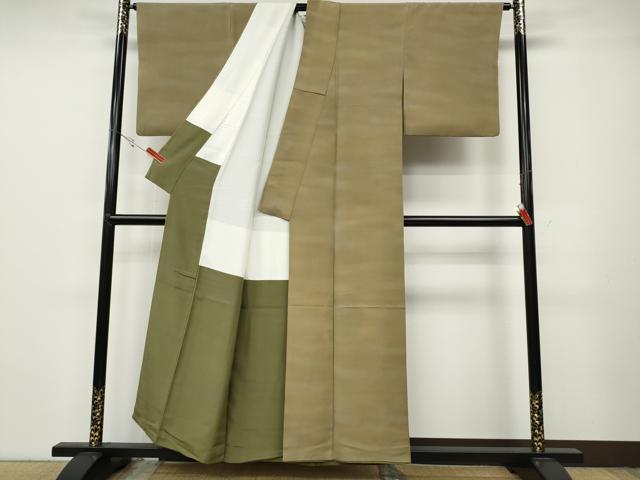 平和屋着物▼虹色創家　本郷大田子　小紋　横段霞文　暈し染め　正絹　逸品　CABB6136ut