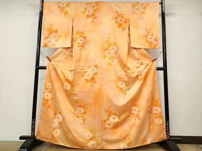 平和屋着物▼上質な小紋　地紋起こし　枝花文　暈し染め　正絹　逸品　CABB6140ut