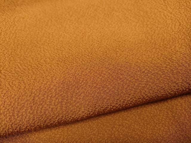 平和屋着物●ファッションデザイナー 花井幸子　色無地　霞地紋　黄茶色　正絹　逸品　CABB6158ut