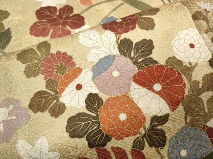平和屋着物●訪問着　駒刺繍　草花文　金彩　正絹　逸品　CABB6162ut