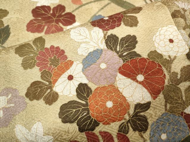 平和屋着物●訪問着　駒刺繍　草花文　金彩　正絹　逸品　CABB6162ut