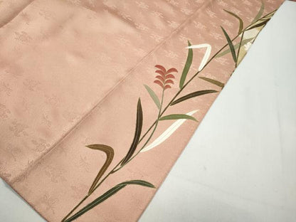 平和屋着物●訪問着　駒刺繍　草花文　金彩　正絹　逸品　CABB6162ut
