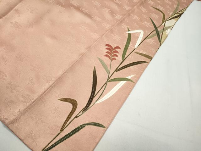 平和屋着物●訪問着　駒刺繍　草花文　金彩　正絹　逸品　CABB6162ut