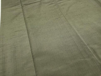 平和屋着物●上質な紬　利休色　正絹　逸品　CABB6166ut