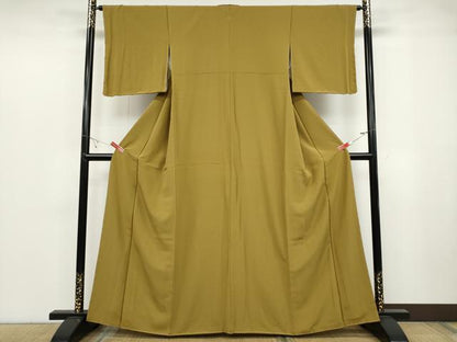 平和屋着物●上質な色無地　山吹茶色　正絹　逸品　未使用　CABB6167ut