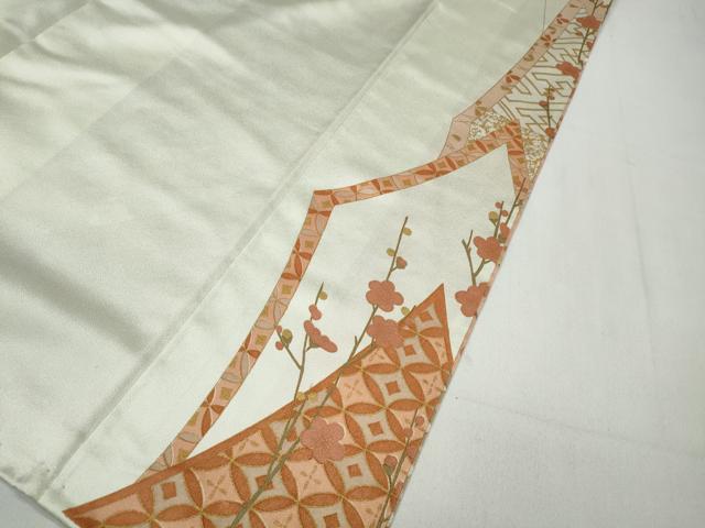 平和屋着物○訪問着 駒刺繍 流水扇草花文 暈し染め 金彩