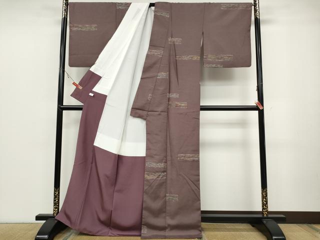 平和屋着物●上質な小紋　紬地　横段霞文　正絹　逸品　CABB6178ut