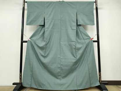 平和屋着物●本場結城紬　重要無形文化財　湊鼠色　正絹　逸品　CABB6187ut