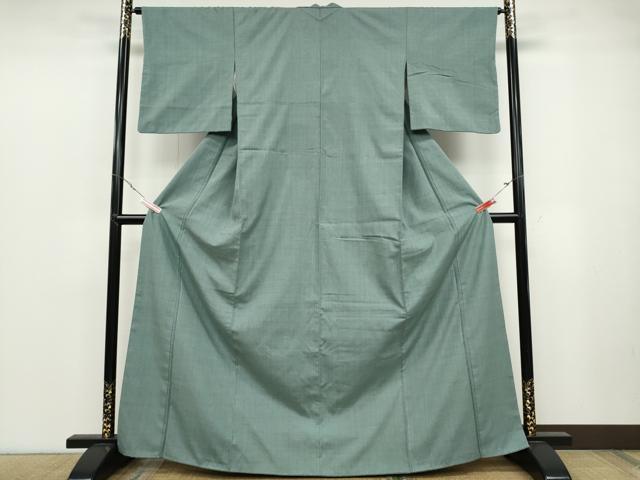 平和屋着物●本場結城紬　重要無形文化財　湊鼠色　正絹　逸品　CABB6187ut