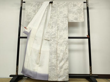 平和屋着物●本場大島紬 白大島 9マルキ 120亀甲 風景草花文 正絹 逸品 CABB6192ut