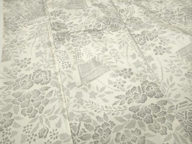 着物リメイク　ワンピース　本場白大島紬　9マルキ 白大島紬（9マルキ）ワンピースMサイズ着物リメイク