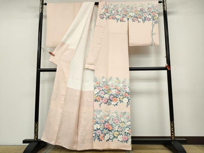 平和屋着物●訪問着　刺繍　草花文　正絹　逸品　CABB6198ut