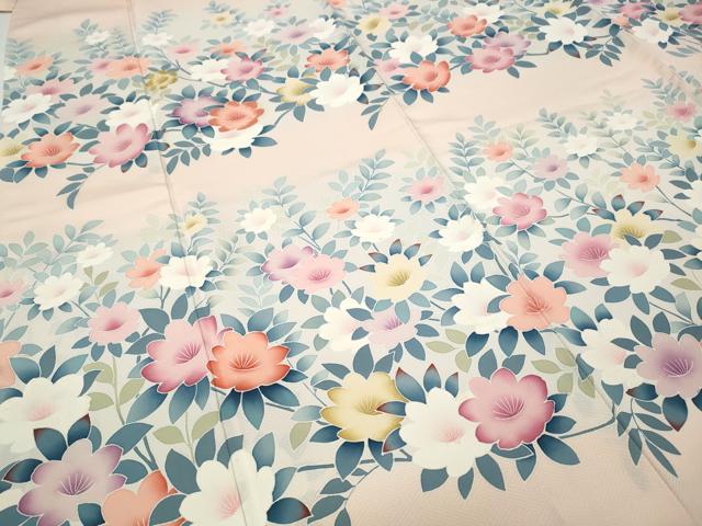 平和屋着物●訪問着　刺繍　草花文　正絹　逸品　CABB6198ut