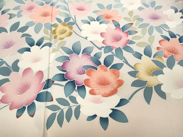 平和屋着物●訪問着　刺繍　草花文　正絹　逸品　CABB6198ut