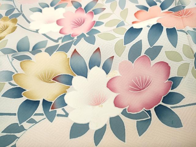 平和屋着物●訪問着　刺繍　草花文　正絹　逸品　CABB6198ut