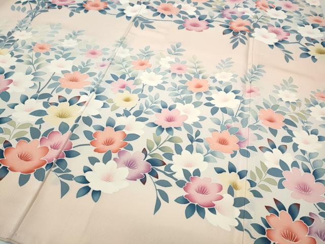 平和屋着物●訪問着　刺繍　草花文　正絹　逸品　CABB6198ut