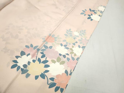 平和屋着物●訪問着　刺繍　草花文　正絹　逸品　CABB6198ut
