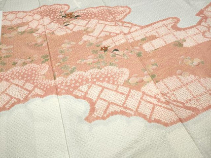 平和屋着物●訪問着　駒刺繍　絞り　エ霞花文　金彩　正絹　逸品　CABB6199ut