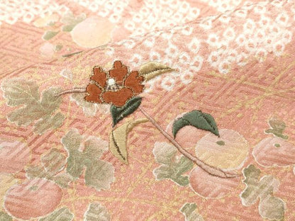 平和屋着物●訪問着　駒刺繍　絞り　エ霞花文　金彩　正絹　逸品　CABB6199ut