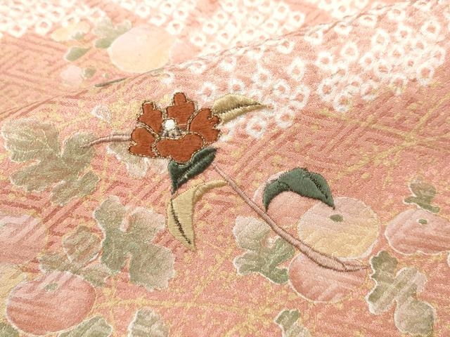 平和屋着物●訪問着　駒刺繍　絞り　エ霞花文　金彩　正絹　逸品　CABB6199ut