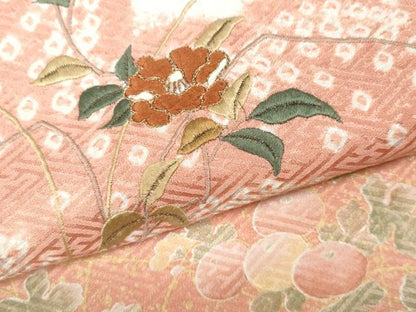 平和屋着物●訪問着　駒刺繍　絞り　エ霞花文　金彩　正絹　逸品　CABB6199ut
