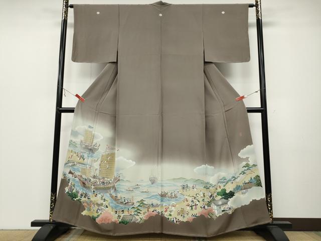 平和屋着物●糸目友禅作家　滝沢晃　色留袖　人物船文　暈し染め　正絹　逸品　未使用　CABB6204ut