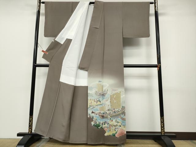 平和屋着物●糸目友禅作家　滝沢晃　色留袖　人物船文　暈し染め　正絹　逸品　未使用　CABB6204ut