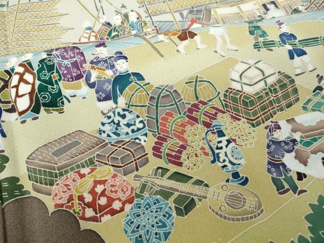 平和屋着物●糸目友禅作家　滝沢晃　色留袖　人物船文　暈し染め　正絹　逸品　未使用　CABB6204ut