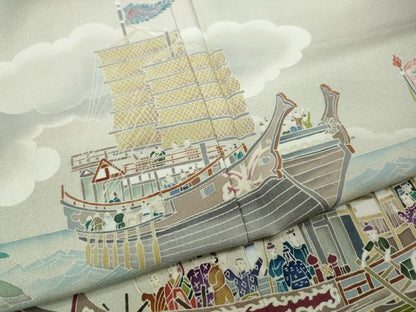 平和屋着物●糸目友禅作家　滝沢晃　色留袖　人物船文　暈し染め　正絹　逸品　未使用　CABB6204ut