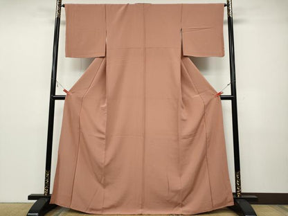 平和屋着物●上質な色無地　宍色　正絹　逸品　未使用　CABB6207ut