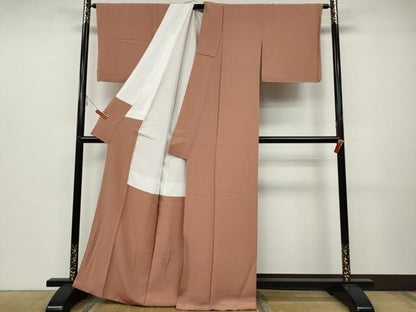 平和屋着物●上質な色無地　宍色　正絹　逸品　未使用　CABB6207ut