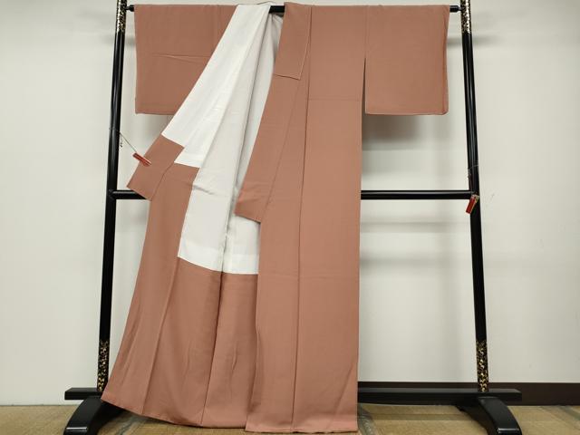 平和屋着物●上質な色無地　宍色　正絹　逸品　未使用　CABB6207ut