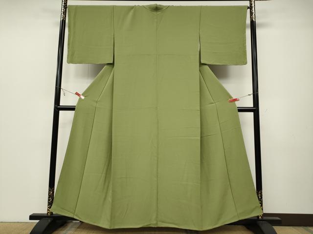 平和屋着物●上質な色無地　抹茶色　正絹　逸品　CABB6209ut 平和屋着物○上質な色無地 抹茶色 正絹 逸品 CABB6209ut