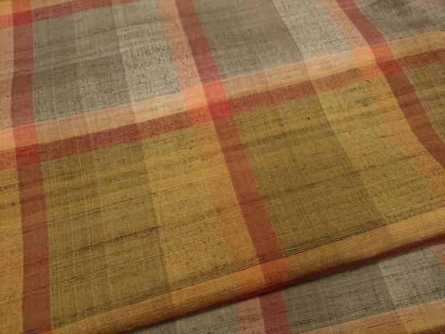 平和屋着物●上質な紬　格子柄　正絹　逸品　CABB6221ut
