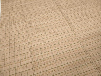 平和屋着物●上質な紬　格子柄　正絹　逸品　CABB6222ut