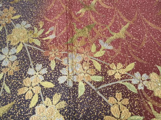 平和屋着物●訪問着　飛鶴枝花文　暈し染め　金銀彩　正絹　逸品　CABB6225ut