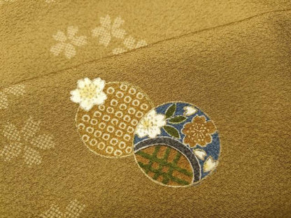 平和屋着物●上質な小紋　草花丸文　正絹　逸品　CABB6228ut