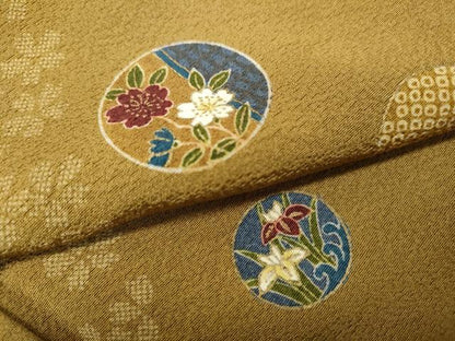 平和屋着物●上質な小紋　草花丸文　正絹　逸品　CABB6228ut